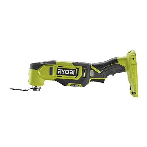 Outil multifonction oscillant Ryobi RMT18-0 18 V ONE+ vert et gris, machine nue avec lame plongeante et plateau de ponçage