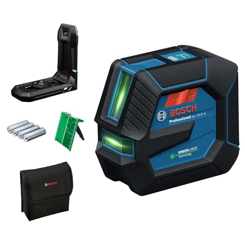 Niveau laser lignes vert Bosch Professional GLL 20-22 G avec son support de fixation LB 10 et sa housse de protection