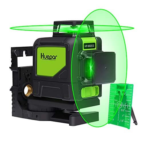 Niveau laser vert Huepar 902CG à deux plans 360°, avec base magnétique et cible magnétique