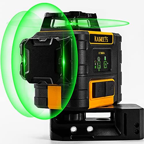 Niveau laser vert KAIWEETS KT360A à trois plans 360°, avec support magnétique rotatif et coffret de transport