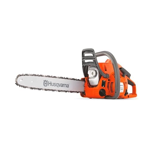 Tronçonneuse thermique Husqvarna 120 Mark II orange et noire avec guide-chaîne de 35 cm