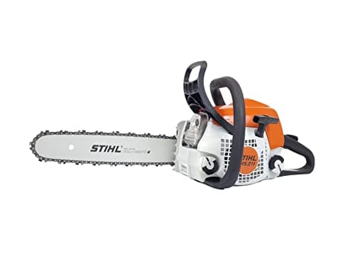 Tronçonneuse thermique Stihl MS 211 orange et grise avec guide-chaîne de 35 cm