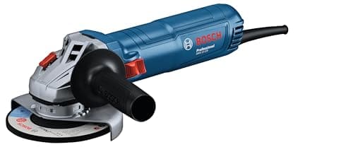 Meuleuse d'angle filaire Bosch Professional GWS 12-125 avec son capot de protection et sa poignée auxiliaire standard